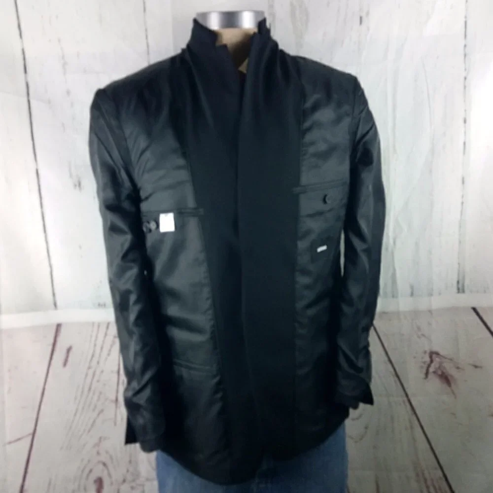 Murano Size L 2 Button Surgeon Cuff Black Suit Blazer Sport Coat